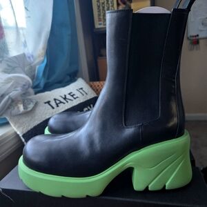 BOTTEGA VENETA brown/ mint green leather boots sz 41
